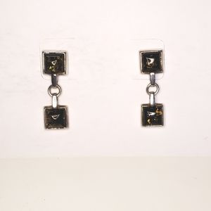 Green Amber and sterling silver earrings